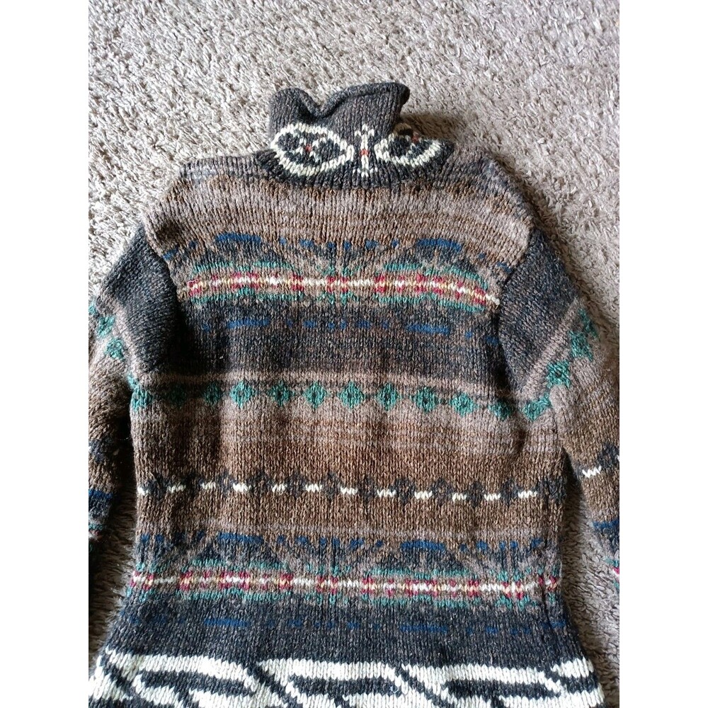 Polo Sport Turtle Neck Sweater Women's Medium Wool  Linen Nordic Pattern Knitted - Picture 5 of 7